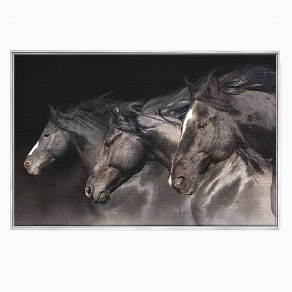 Tablou Canvas Premium, LuxCanva® M1345, Tropotul Furtunii, Cai, Animale, Galop, Viteza, Salbaticie, Grup, Armonie, Intunecat, Libertate, Birou, Living, Camera Copil