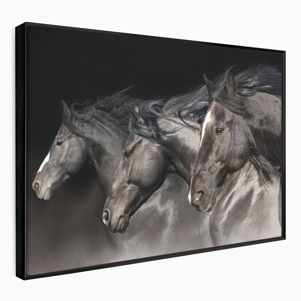 Tablou Canvas Premium, LuxCanva® M1345, Tropotul Furtunii, Cai, Animale, Galop, Viteza, Salbaticie, Grup, Armonie, Intunecat, Libertate, Birou, Living, Camera Copil