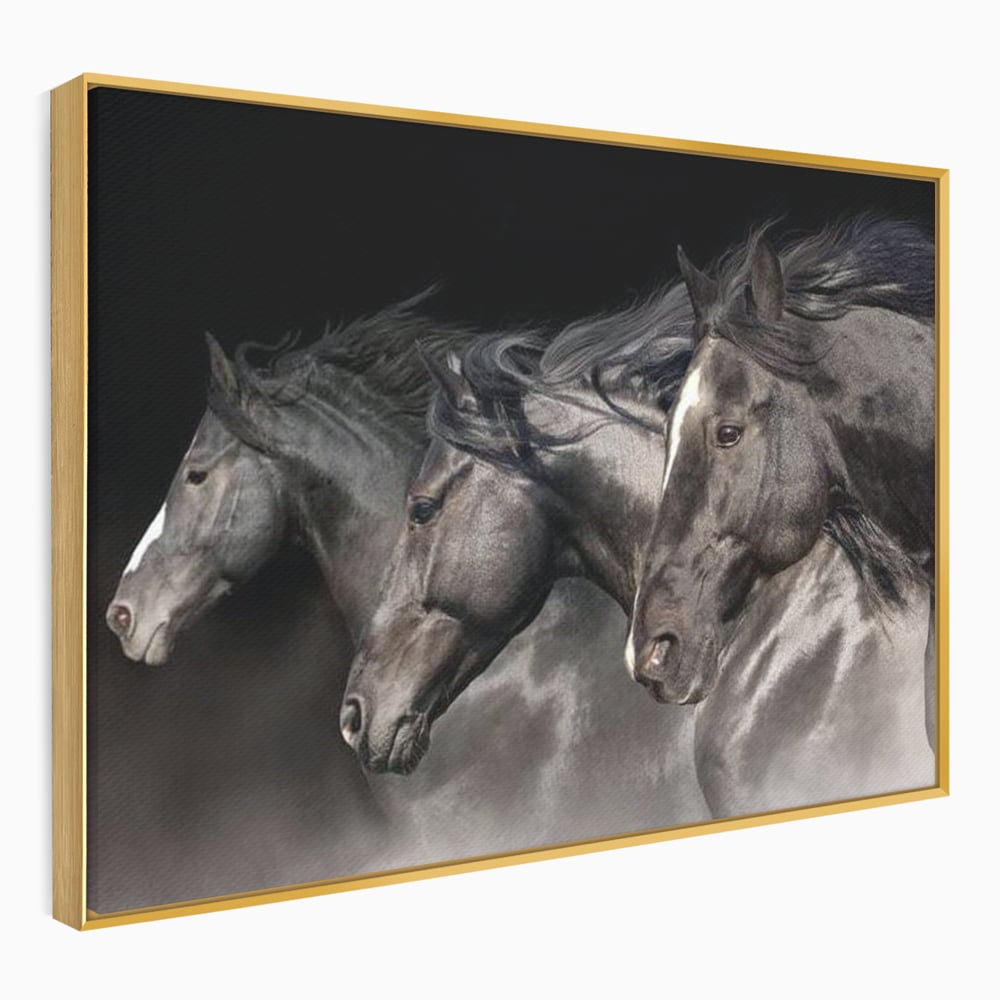 Tablou Canvas Premium, LuxCanva® M1345, Tropotul Furtunii, Cai, Animale, Galop, Viteza, Salbaticie, Grup, Armonie, Intunecat, Libertate, Birou, Living, Camera Copil