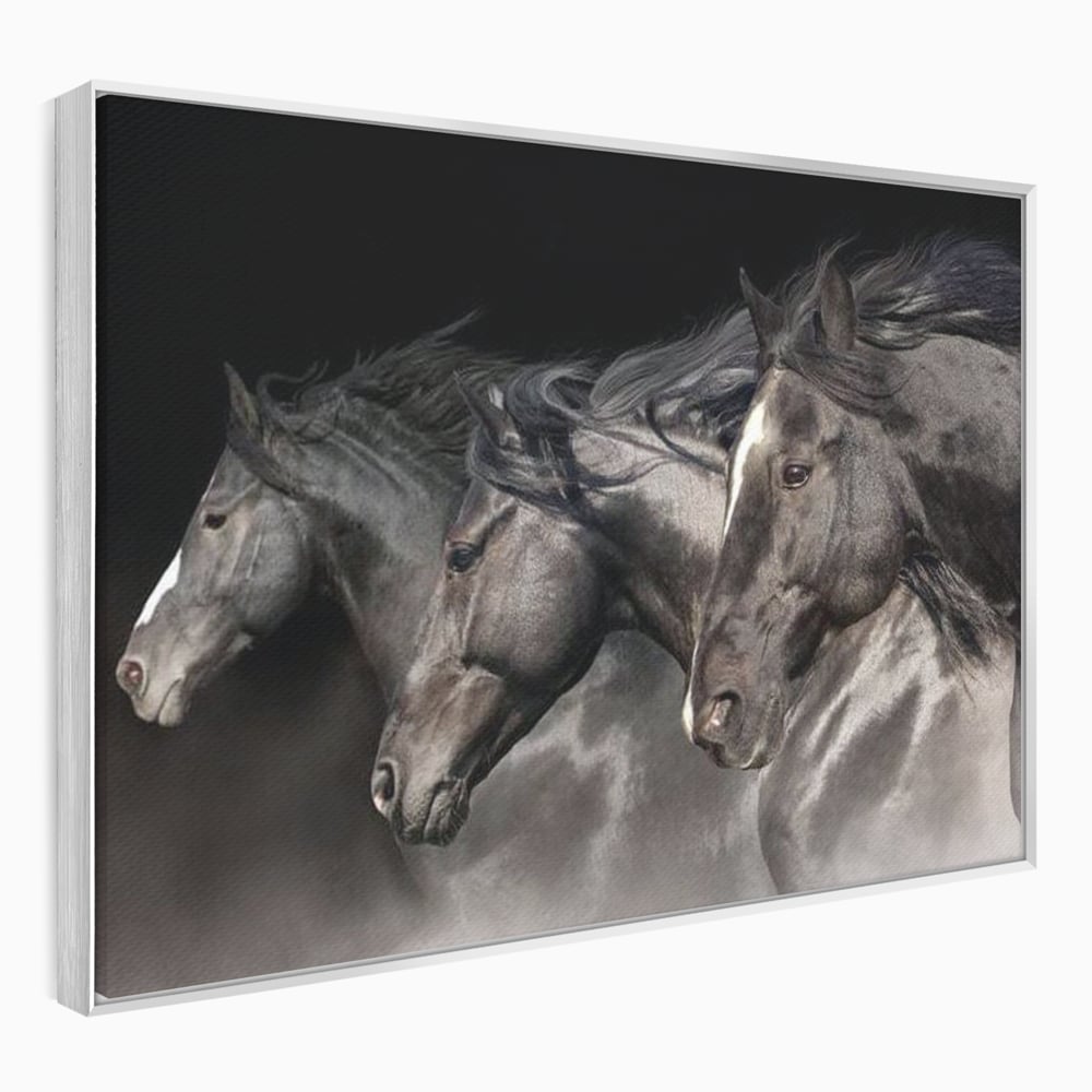 Tablou Canvas Premium, LuxCanva® M1345, Tropotul Furtunii, Cai, Animale, Galop, Viteza, Salbaticie, Grup, Armonie, Intunecat, Libertate, Birou, Living, Camera Copil