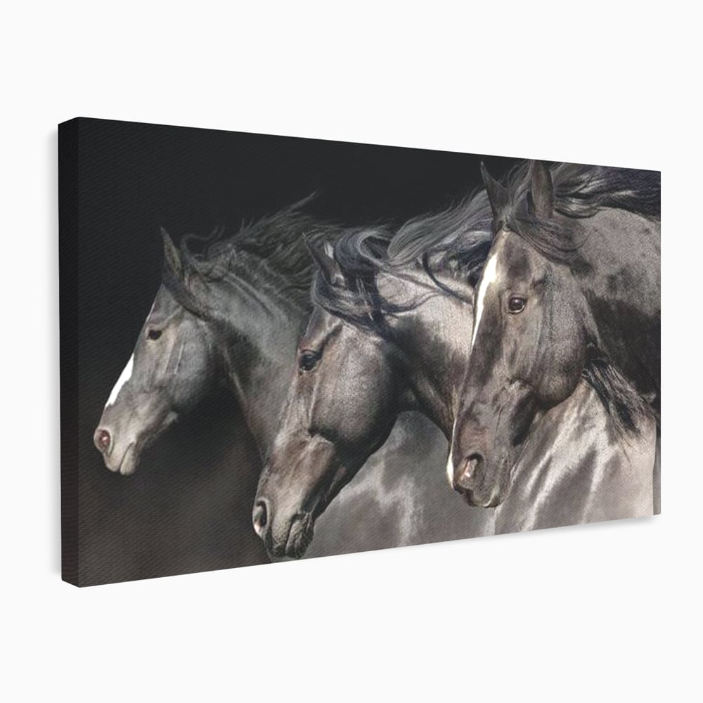 Tablou Canvas Premium, LuxCanva® M1345, Tropotul Furtunii, Cai, Animale, Galop, Viteza, Salbaticie, Grup, Armonie, Intunecat, Libertate, Birou, Living, Camera Copil
