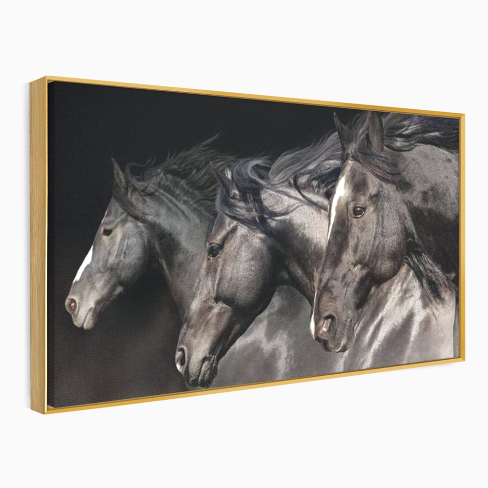 Tablou Canvas Premium, LuxCanva® M1345, Tropotul Furtunii, Cai, Animale, Galop, Viteza, Salbaticie, Grup, Armonie, Intunecat, Libertate, Birou, Living, Camera Copil