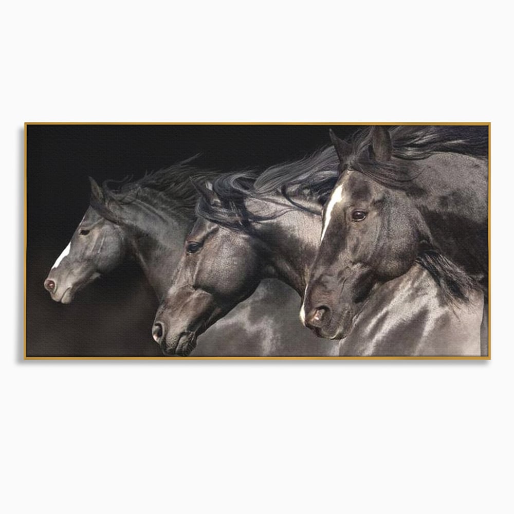 Tablou Canvas Premium, LuxCanva® M1345, Tropotul Furtunii, Cai, Animale, Galop, Viteza, Salbaticie, Grup, Armonie, Intunecat, Libertate, Birou, Living, Camera Copil