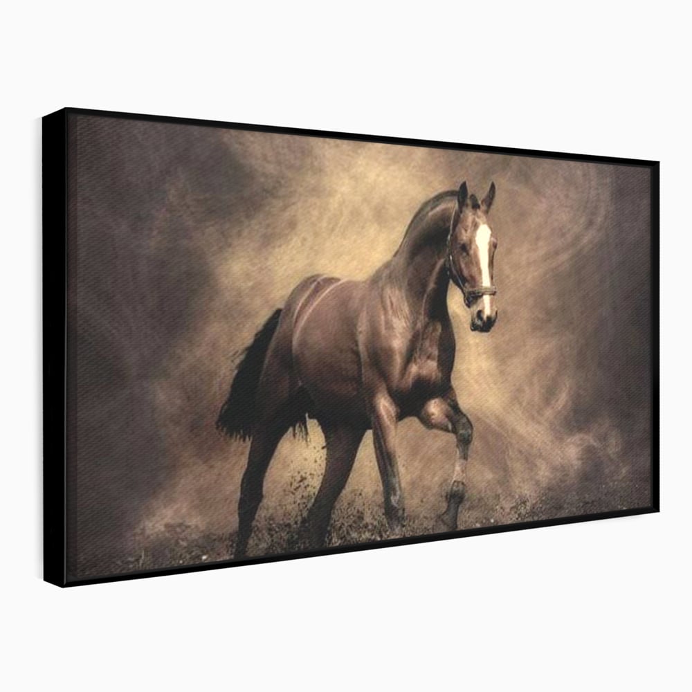 Tablou Canvas Premium, LuxCanva® M1346, Invelis de Praf si Lumina, Pamant, Praf, Lumina, Viteza, Energie, Cal, Animal, Copite, Salbaticie, Birou, Living, Camera Copil