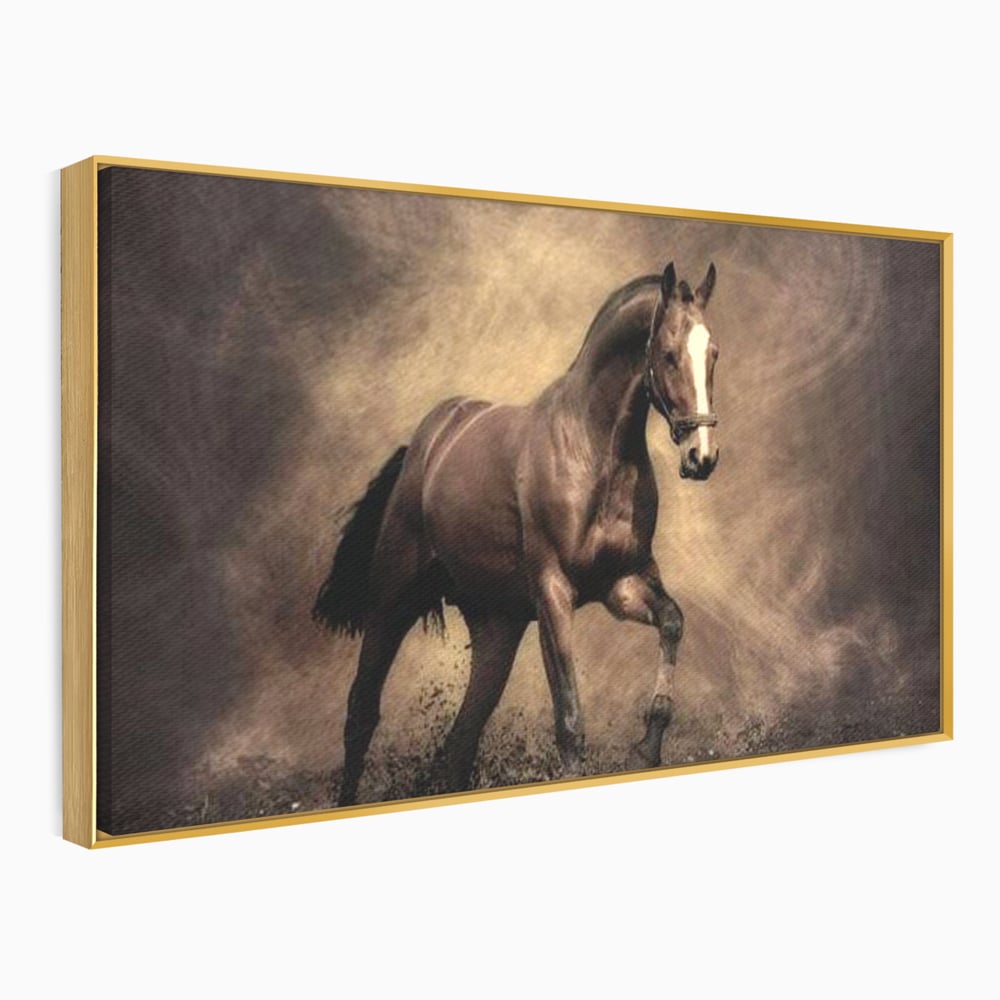 Tablou Canvas Premium, LuxCanva® M1346, Invelis de Praf si Lumina, Pamant, Praf, Lumina, Viteza, Energie, Cal, Animal, Copite, Salbaticie, Birou, Living, Camera Copil