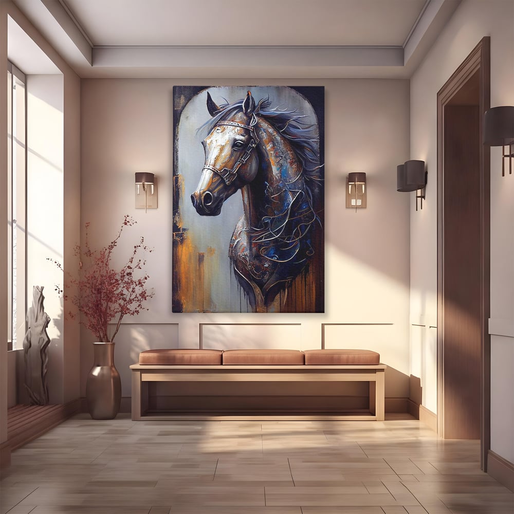 Tablou Canvas Premium, LuxCanva® M1347, Oglinda Destinului, Portret, Pictura, Armasar, Noblete, Carisma, Modern, Salbatic, Abstract, Birou, Living, Camera Copil