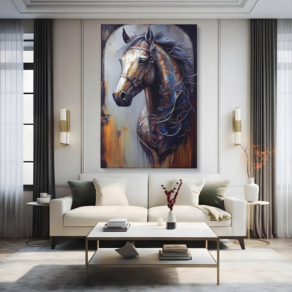 Tablou Canvas Premium, LuxCanva® M1347, Oglinda Destinului, Portret, Pictura, Armasar, Noblete, Carisma, Modern, Salbatic, Abstract, Birou, Living, Camera Copil