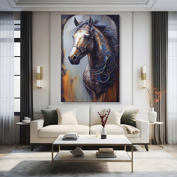 Tablou Canvas Premium, LuxCanva® M1347, Oglinda Destinului, Portret, Pictura, Armasar, Noblete, Carisma, Modern, Salbatic, Abstract, Birou, Living, Camera Copil