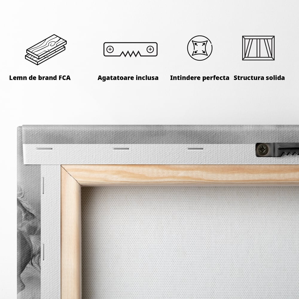 Tablou Canvas Premium, LuxCanva® M1348, Chemarea Instinctului, Alb si Negru, Libertate, Cai, Galop, Viteza, Praf, Grup, Miscare, Animal, Salbaticie, Birou, Living, Camera Copil