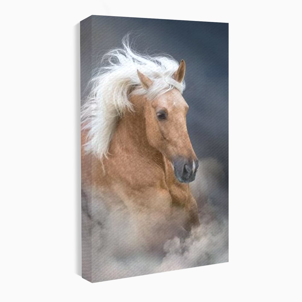 Tablou Canvas Premium, LuxCanva® M1349, Imblanzitorul Vantului, Armasar, Coama, Realist, Furtuna, Viteza, Ceata, Eleganta, Energie, Portret, Galop, Birou, Living, Camera Copil