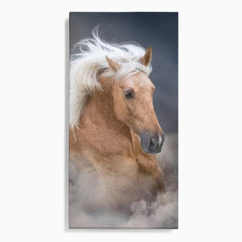 Tablou Canvas Premium, LuxCanva® M1349, Imblanzitorul Vantului, Armasar, Coama, Realist, Furtuna, Viteza, Ceata, Eleganta, Energie, Portret, Galop, Birou, Living, Camera Copil