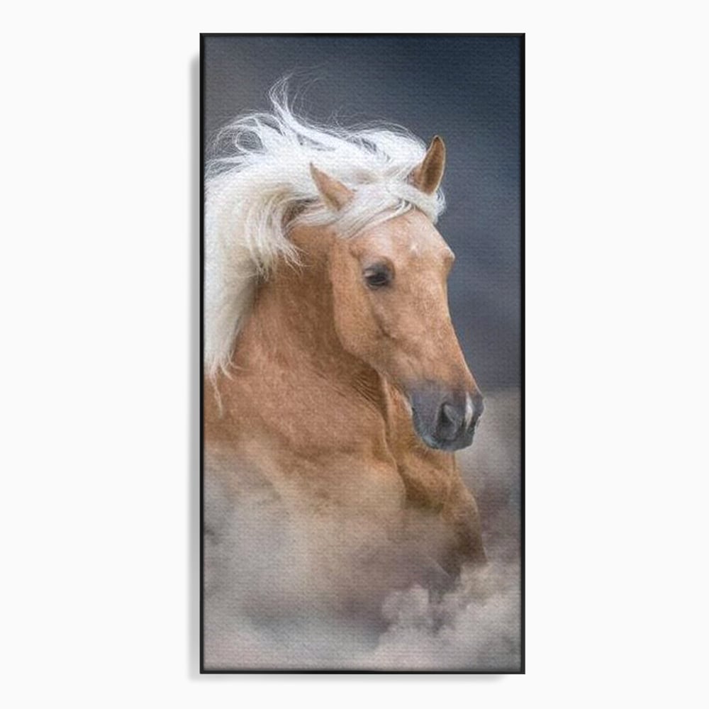 Tablou Canvas Premium, LuxCanva® M1349, Imblanzitorul Vantului, Armasar, Coama, Realist, Furtuna, Viteza, Ceata, Eleganta, Energie, Portret, Galop, Birou, Living, Camera Copil