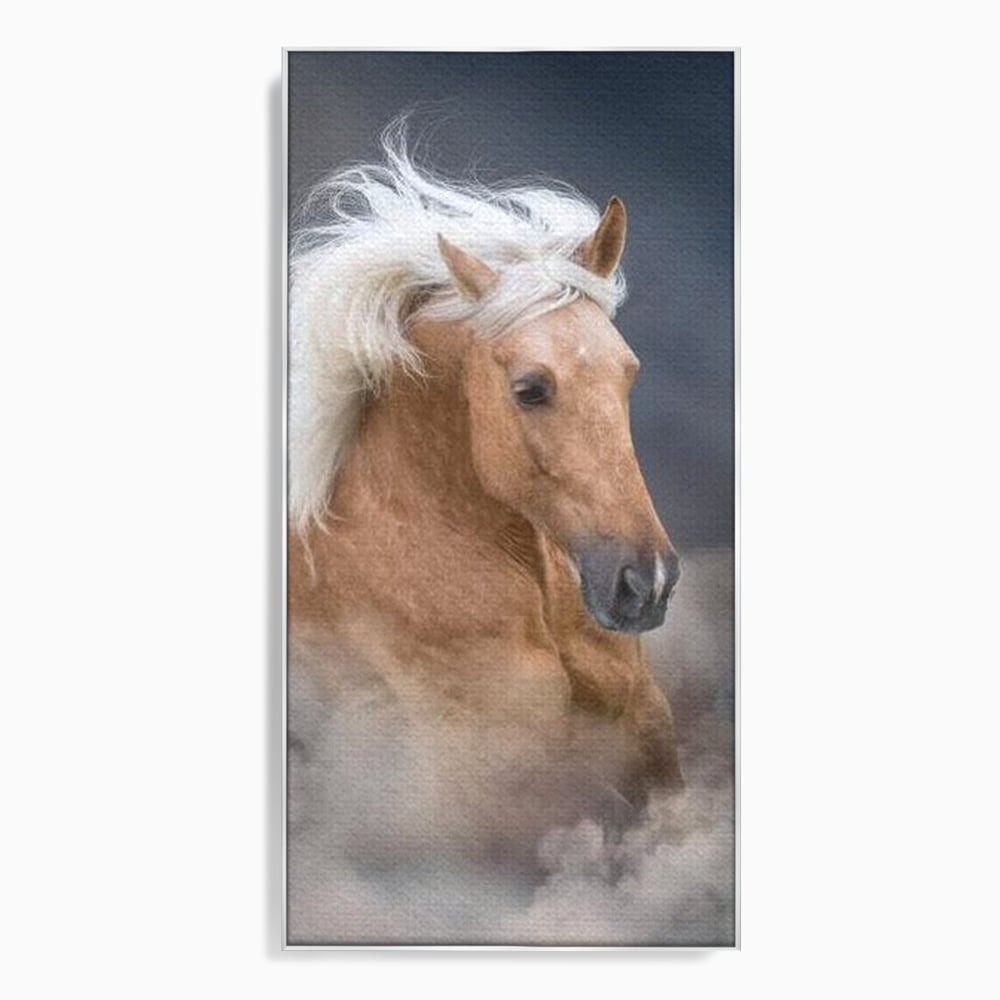 Tablou Canvas Premium, LuxCanva® M1349, Imblanzitorul Vantului, Armasar, Coama, Realist, Furtuna, Viteza, Ceata, Eleganta, Energie, Portret, Galop, Birou, Living, Camera Copil