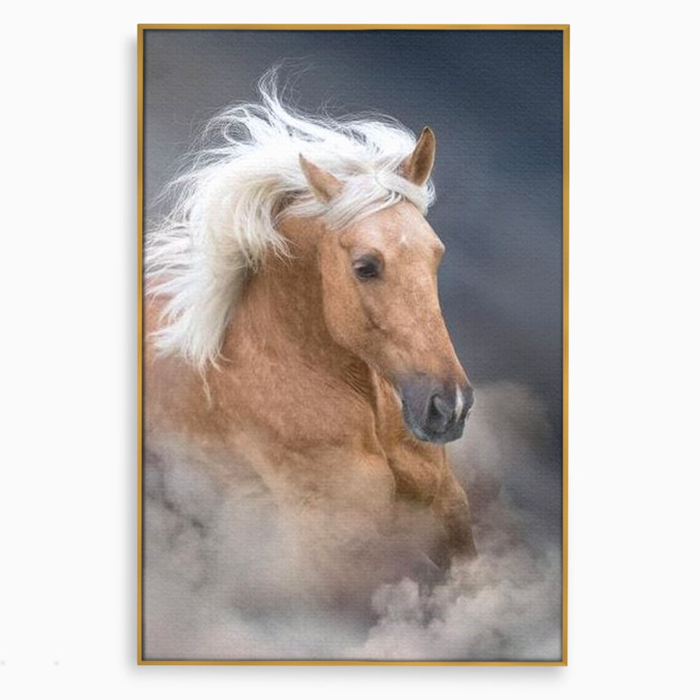 Tablou Canvas Premium, LuxCanva® M1349, Imblanzitorul Vantului, Armasar, Coama, Realist, Furtuna, Viteza, Ceata, Eleganta, Energie, Portret, Galop, Birou, Living, Camera Copil