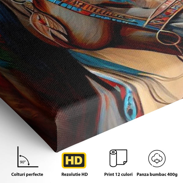 Tablou Canvas Premium, LuxCanva® M1351, Amintirea Strabunilor, Stravechi, Tribal, Etnic, Cal, Coama, Animal, Profil, Portret, Pictura, Salbatic, Birou, Living, Camera Copil