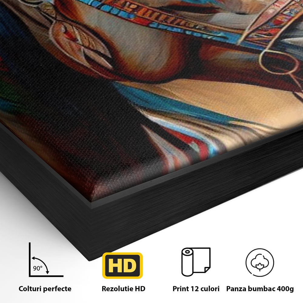 Tablou Canvas Premium, LuxCanva® M1351, Amintirea Strabunilor, Stravechi, Tribal, Etnic, Cal, Coama, Animal, Profil, Portret, Pictura, Salbatic, Birou, Living, Camera Copil