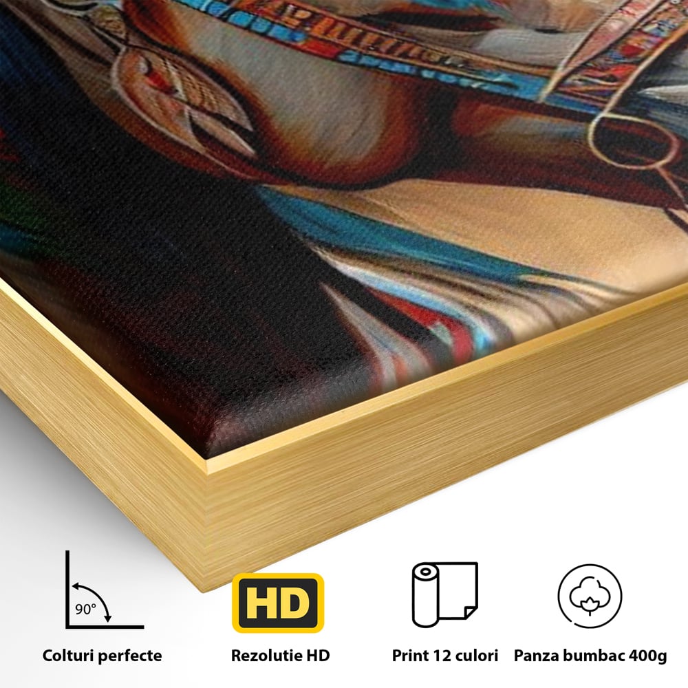 Tablou Canvas Premium, LuxCanva® M1351, Amintirea Strabunilor, Stravechi, Tribal, Etnic, Cal, Coama, Animal, Profil, Portret, Pictura, Salbatic, Birou, Living, Camera Copil