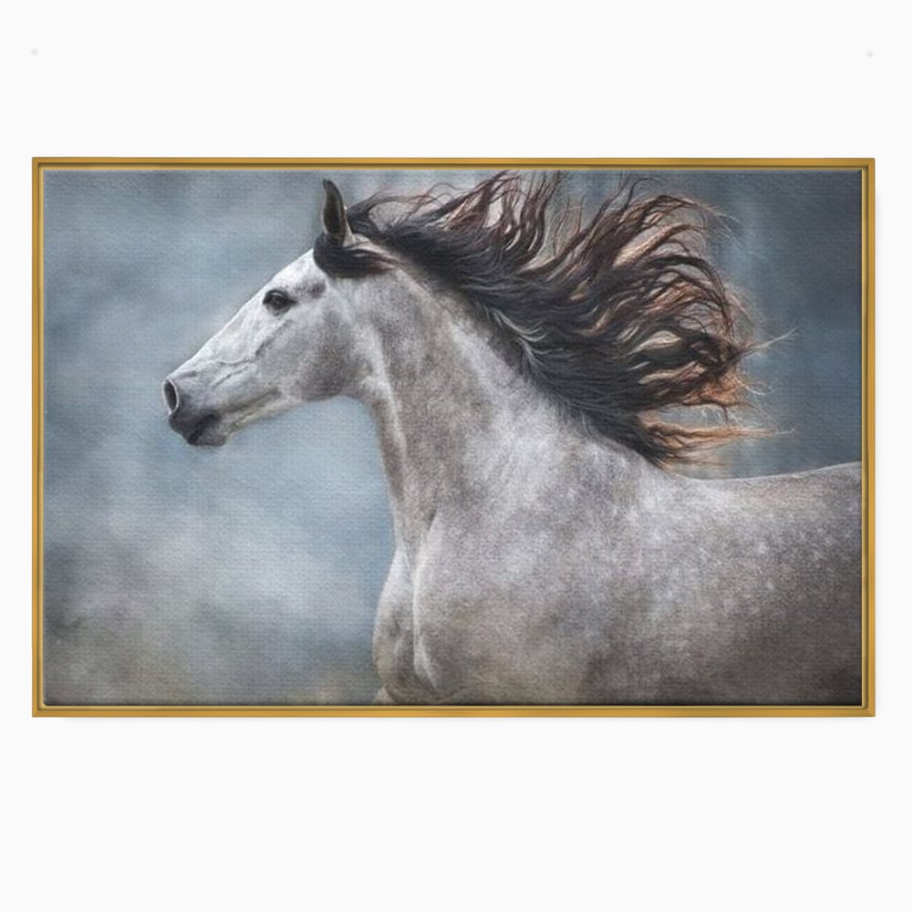 Tablou Canvas Premium, LuxCanva® M1353, Nobletea Norilor, Cal, Animal, Alb, Puritate, Miscare, Adiere, Spirit, Natura, Coama, Realist, Profil, Birou, Living, Camera Copil
