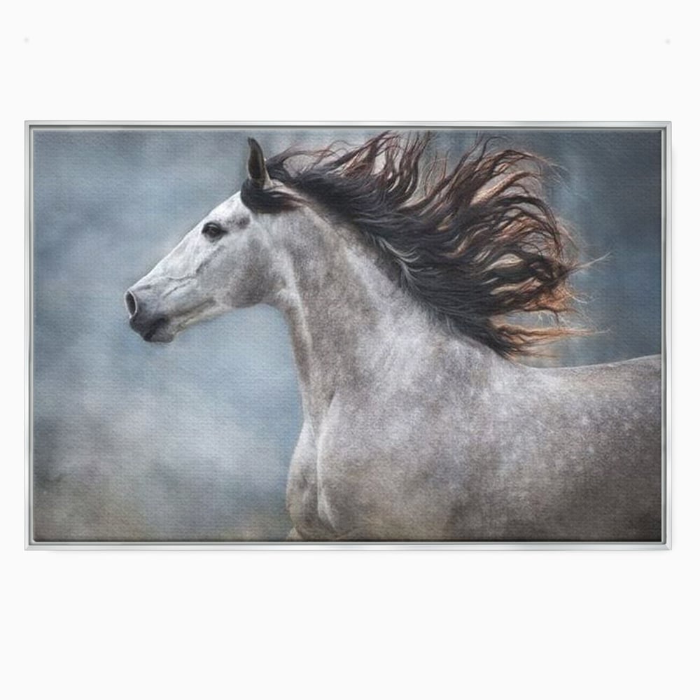 Tablou Canvas Premium, LuxCanva® M1353, Nobletea Norilor, Cal, Animal, Alb, Puritate, Miscare, Adiere, Spirit, Natura, Coama, Realist, Profil, Birou, Living, Camera Copil