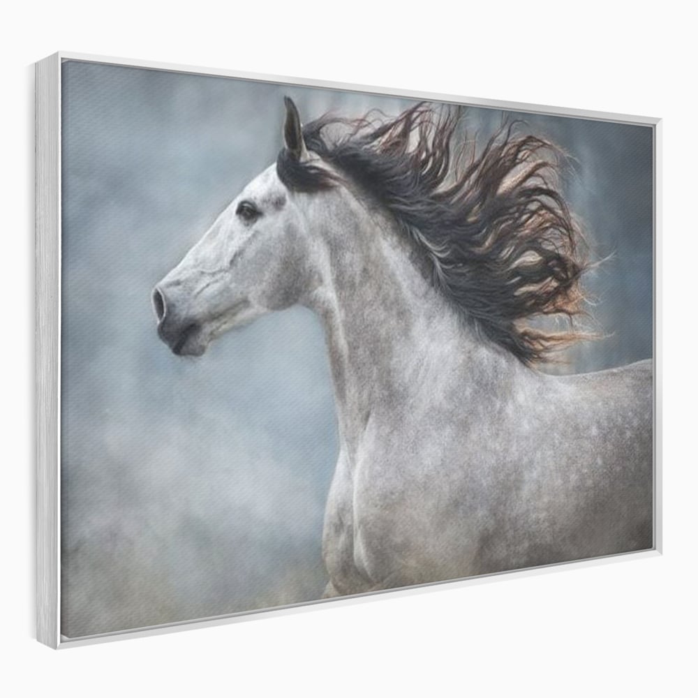 Tablou Canvas Premium, LuxCanva® M1353, Nobletea Norilor, Cal, Animal, Alb, Puritate, Miscare, Adiere, Spirit, Natura, Coama, Realist, Profil, Birou, Living, Camera Copil