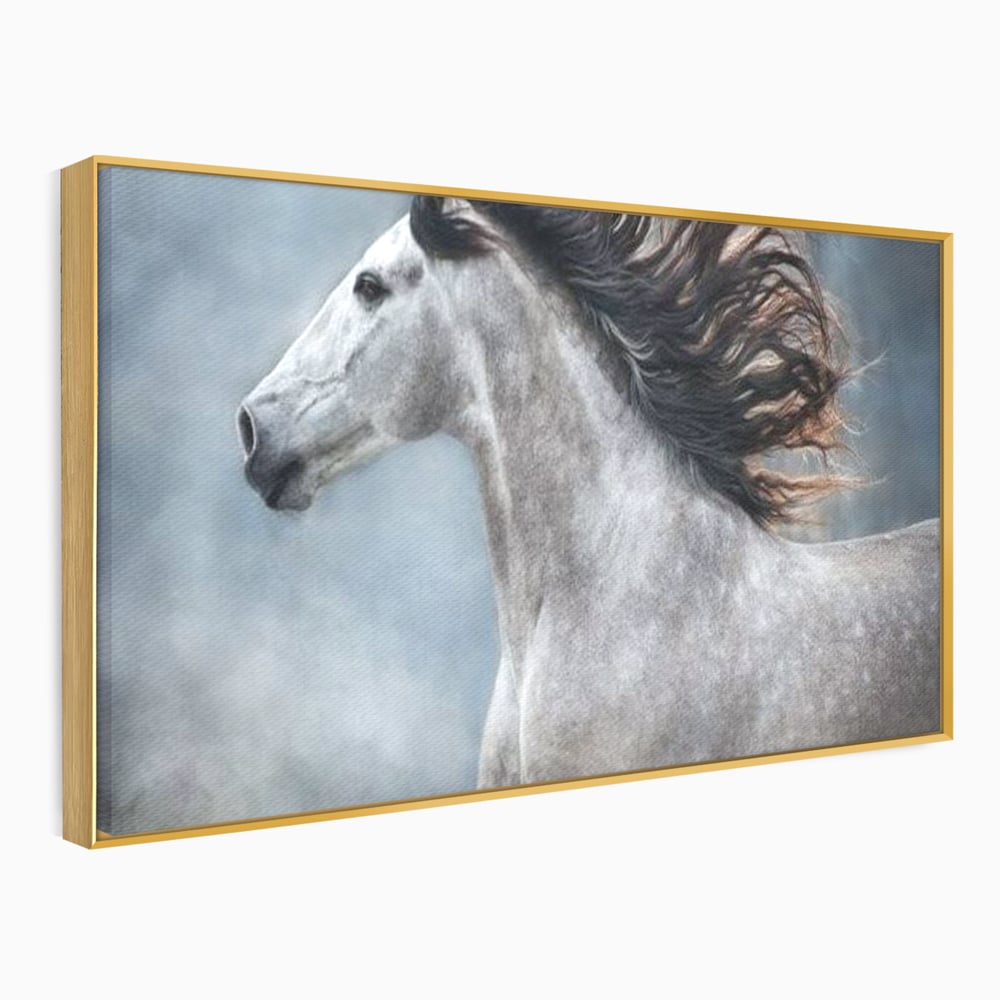 Tablou Canvas Premium, LuxCanva® M1353, Nobletea Norilor, Cal, Animal, Alb, Puritate, Miscare, Adiere, Spirit, Natura, Coama, Realist, Profil, Birou, Living, Camera Copil
