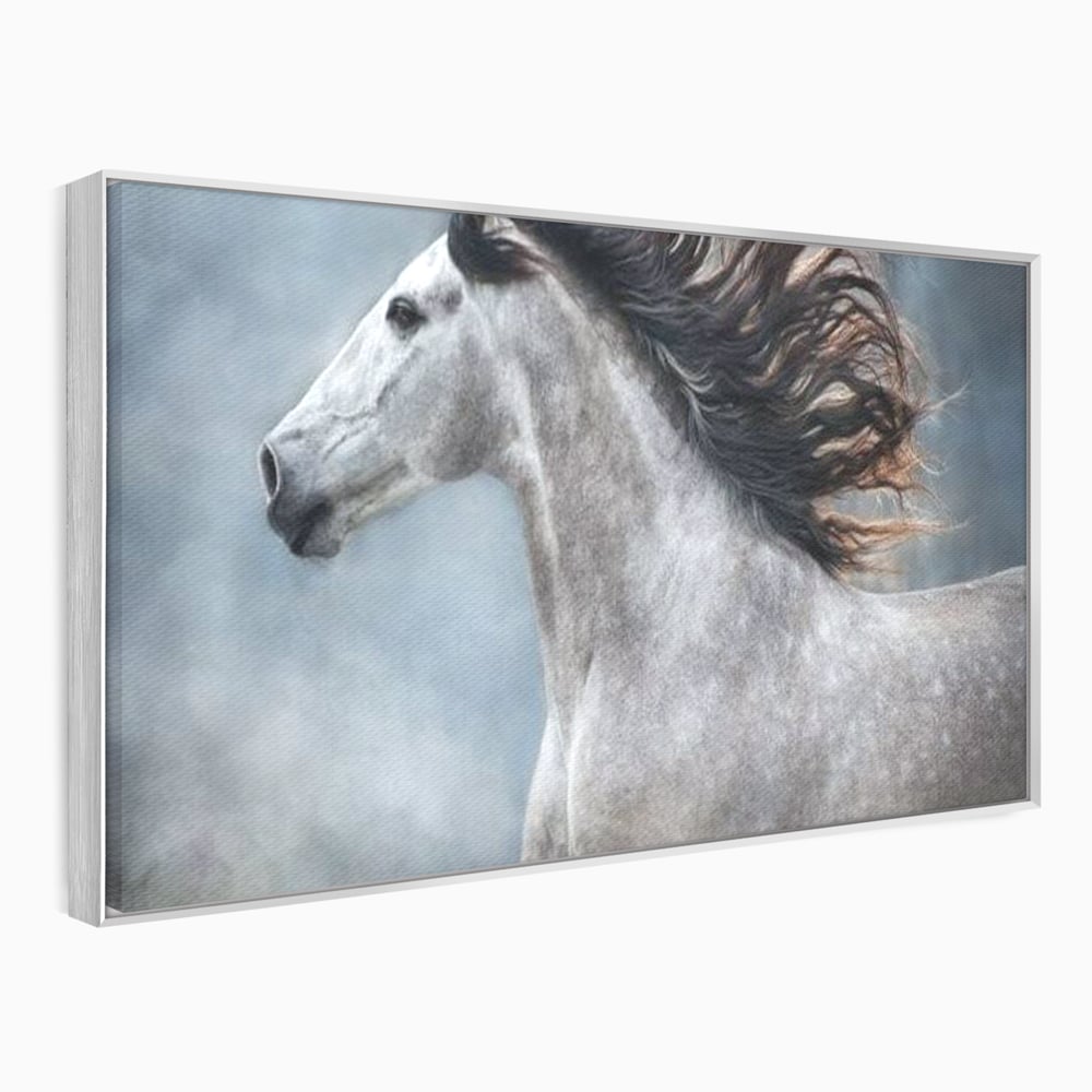 Tablou Canvas Premium, LuxCanva® M1353, Nobletea Norilor, Cal, Animal, Alb, Puritate, Miscare, Adiere, Spirit, Natura, Coama, Realist, Profil, Birou, Living, Camera Copil