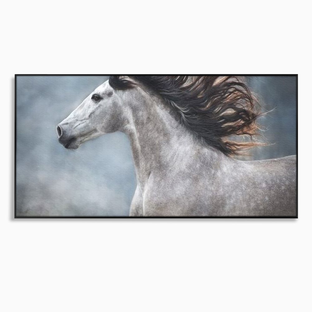 Tablou Canvas Premium, LuxCanva® M1353, Nobletea Norilor, Cal, Animal, Alb, Puritate, Miscare, Adiere, Spirit, Natura, Coama, Realist, Profil, Birou, Living, Camera Copil
