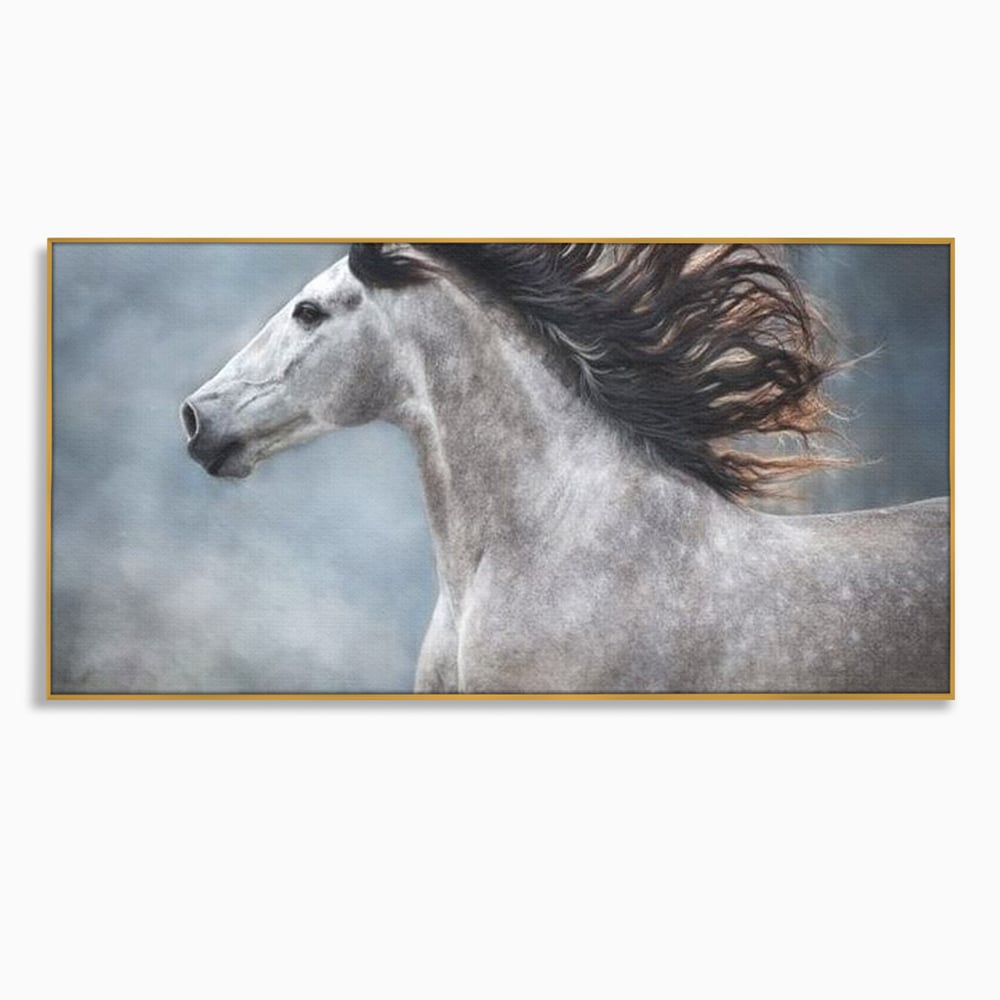 Tablou Canvas Premium, LuxCanva® M1353, Nobletea Norilor, Cal, Animal, Alb, Puritate, Miscare, Adiere, Spirit, Natura, Coama, Realist, Profil, Birou, Living, Camera Copil