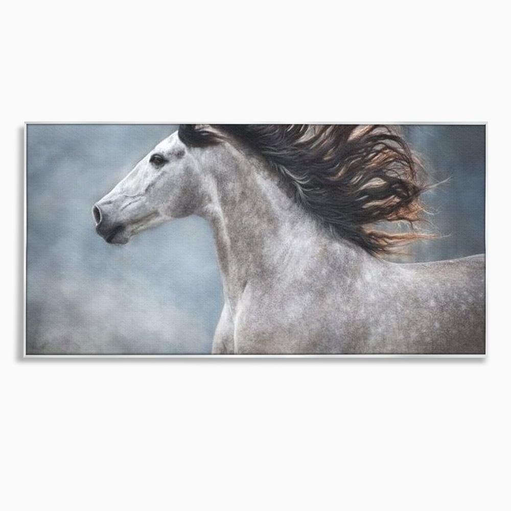 Tablou Canvas Premium, LuxCanva® M1353, Nobletea Norilor, Cal, Animal, Alb, Puritate, Miscare, Adiere, Spirit, Natura, Coama, Realist, Profil, Birou, Living, Camera Copil