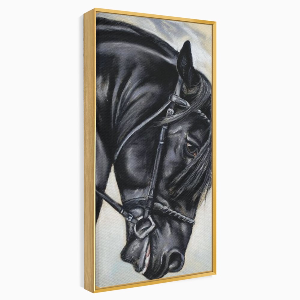 Leinwand Premium Canvas Wandkunst, LuxCanva® M1354, Wohnschatten, Rüstung, Gemälde, Profil, Blick, Schwarz, Majestätisch, Portrait, Abstrakt, Nächtlich, Büro, Wohnzimmer, Kinderzimmer