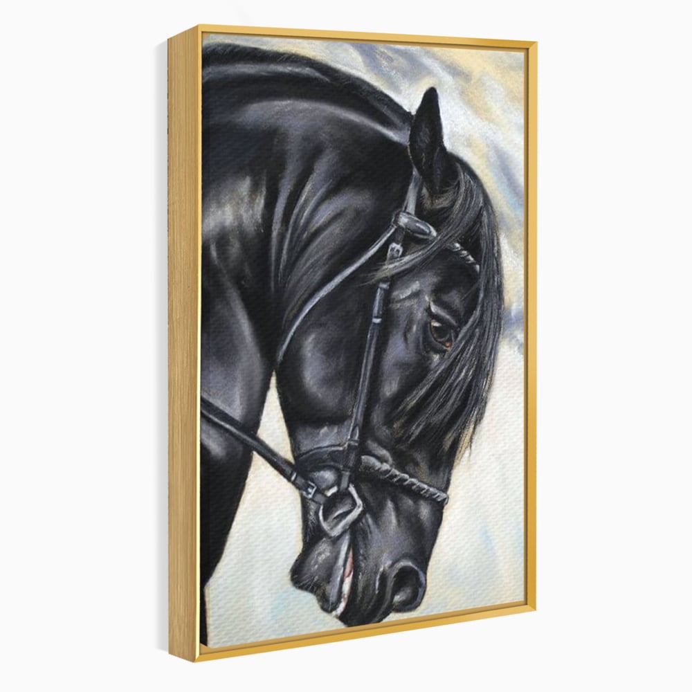 Leinwand Premium Canvas Wandkunst, LuxCanva® M1354, Wohnschatten, Rüstung, Gemälde, Profil, Blick, Schwarz, Majestätisch, Portrait, Abstrakt, Nächtlich, Büro, Wohnzimmer, Kinderzimmer