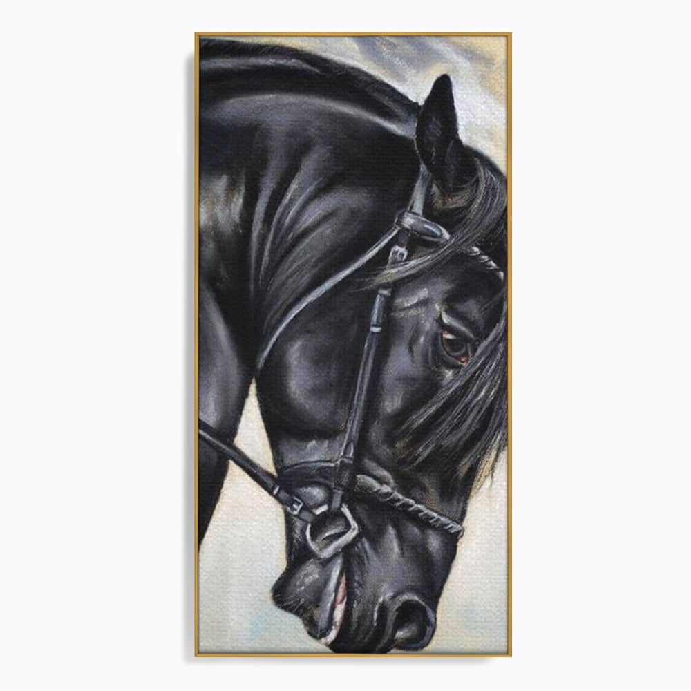Leinwand Premium Canvas Wandkunst, LuxCanva® M1354, Wohnschatten, Rüstung, Gemälde, Profil, Blick, Schwarz, Majestätisch, Portrait, Abstrakt, Nächtlich, Büro, Wohnzimmer, Kinderzimmer
