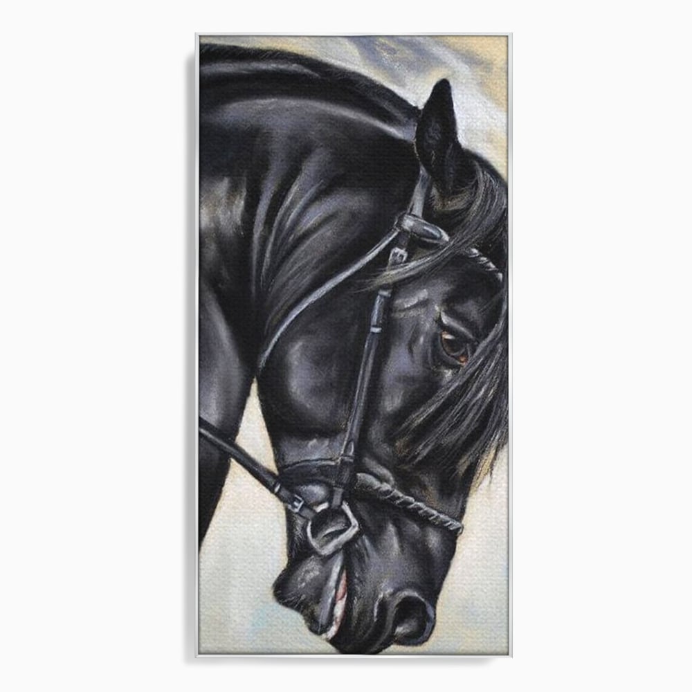 Leinwand Premium Canvas Wandkunst, LuxCanva® M1354, Wohnschatten, Rüstung, Gemälde, Profil, Blick, Schwarz, Majestätisch, Portrait, Abstrakt, Nächtlich, Büro, Wohnzimmer, Kinderzimmer
