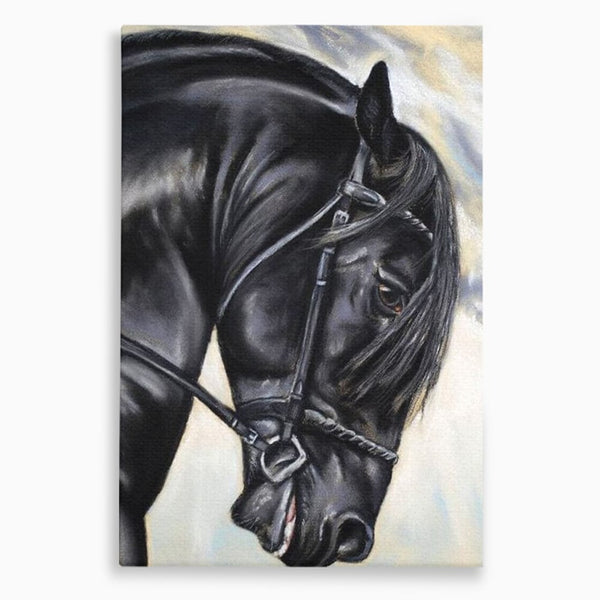 Leinwand Premium Canvas Wandkunst, LuxCanva® M1354, Wohnschatten, Rüstung, Gemälde, Profil, Blick, Schwarz, Majestätisch, Portrait, Abstrakt, Nächtlich, Büro, Wohnzimmer, Kinderzimmer