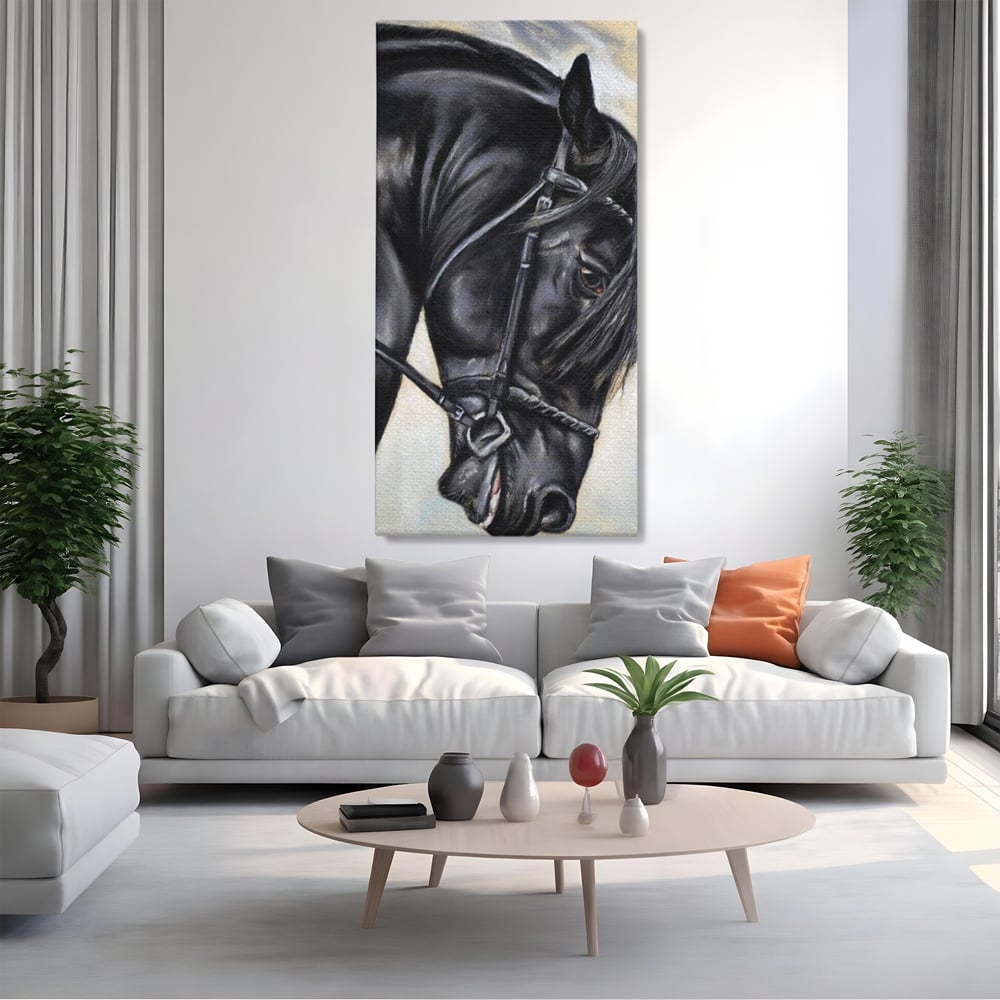 Leinwand Premium Canvas Wandkunst, LuxCanva® M1354, Wohnschatten, Rüstung, Gemälde, Profil, Blick, Schwarz, Majestätisch, Portrait, Abstrakt, Nächtlich, Büro, Wohnzimmer, Kinderzimmer