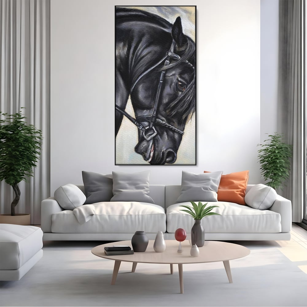 Leinwand Premium Canvas Wandkunst, LuxCanva® M1354, Wohnschatten, Rüstung, Gemälde, Profil, Blick, Schwarz, Majestätisch, Portrait, Abstrakt, Nächtlich, Büro, Wohnzimmer, Kinderzimmer