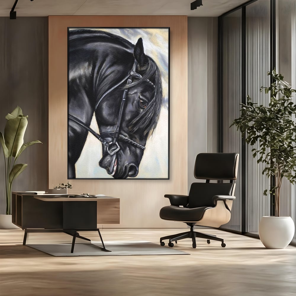 Leinwand Premium Canvas Wandkunst, LuxCanva® M1354, Wohnschatten, Rüstung, Gemälde, Profil, Blick, Schwarz, Majestätisch, Portrait, Abstrakt, Nächtlich, Büro, Wohnzimmer, Kinderzimmer
