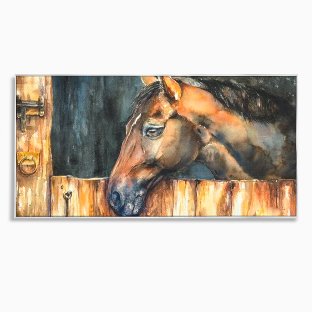 Leinwand Wandkunst Canvas Premium, LuxCanva® M1356, In der Scheune, Scheune, Stall, Rustikal, Ländlich, Holz, Pferd, Frieden, Natur, Frieden, Frieden, Begleiter, Gemälde, Büro, Wohnen, Kinderzimmer