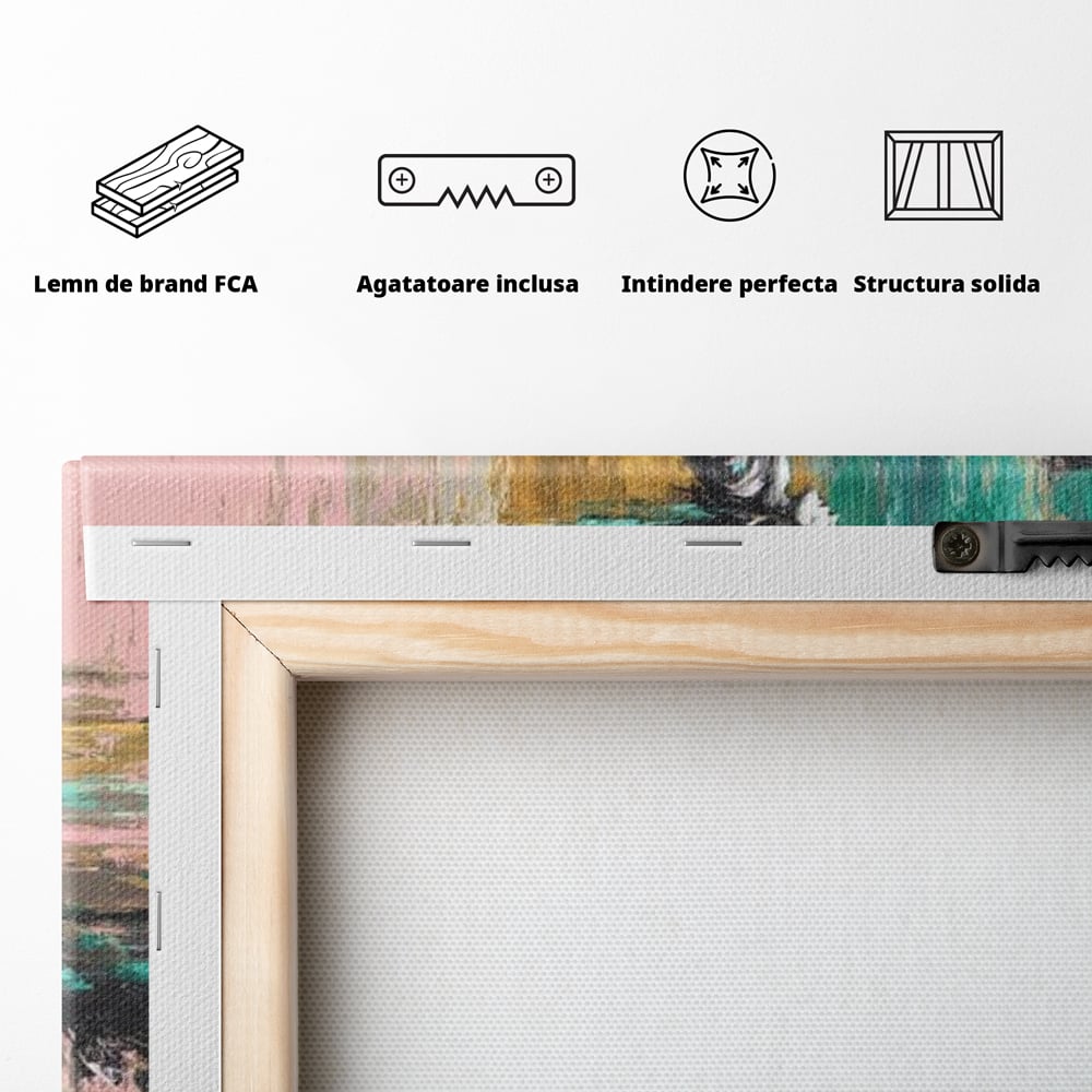 Tablou Canvas Premium, LuxCanva® M1357, Calaret Pierdut in Culoare, Armasar, Galop, Viteza, Pictura, Palarie, Femeie, Cowboy, Culoare, Copite, Birou, Living, Camera Copil