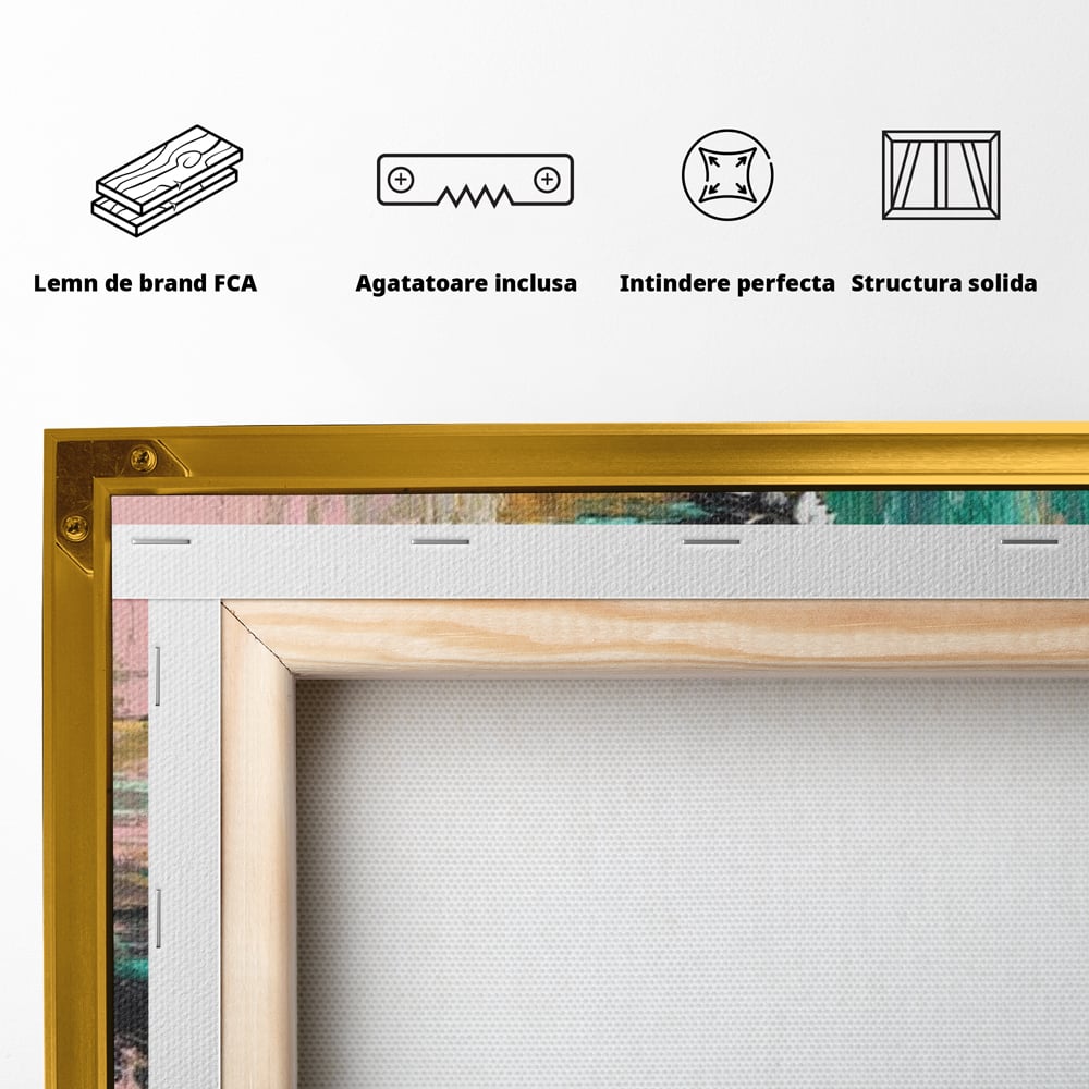 Tablou Canvas Premium, LuxCanva® M1357, Calaret Pierdut in Culoare, Armasar, Galop, Viteza, Pictura, Palarie, Femeie, Cowboy, Culoare, Copite, Birou, Living, Camera Copil