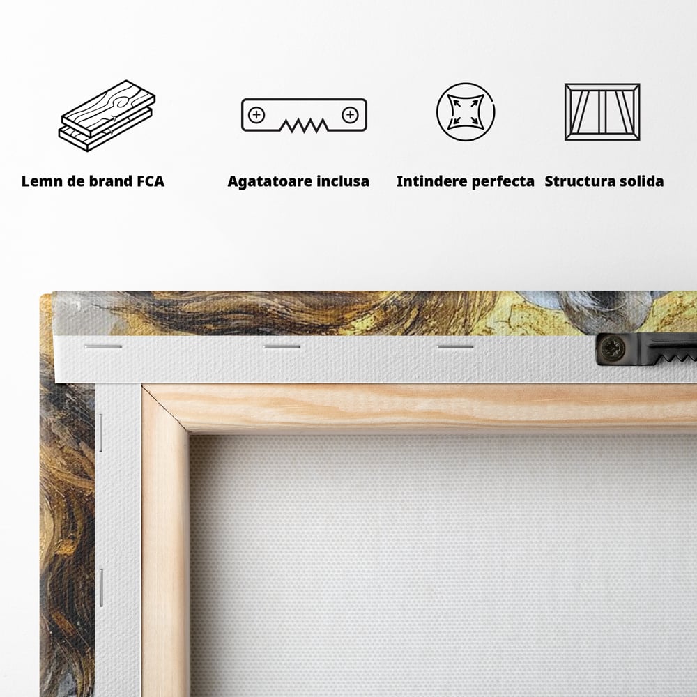 Leinwandbilder Premium, LuxCanva® M1360, Ewige Bindung, Familie, Löwen, Huhn, Liebe, Zärtlichkeit, Schutz, Dynastie, Tiere, Geschwister, königlich, golden, königlich, Malerei, Büro, Wohnen, Kinderzimmer