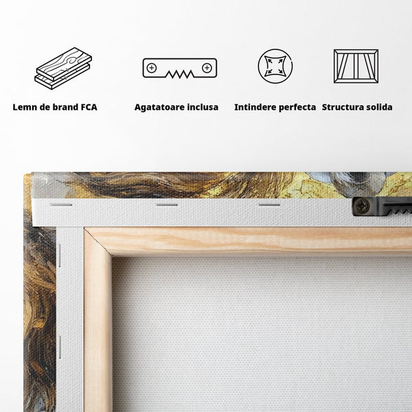 Leinwandbilder Premium, LuxCanva® M1360, Ewige Bindung, Familie, Löwen, Huhn, Liebe, Zärtlichkeit, Schutz, Dynastie, Tiere, Geschwister, königlich, golden, königlich, Malerei, Büro, Wohnen, Kinderzimmer