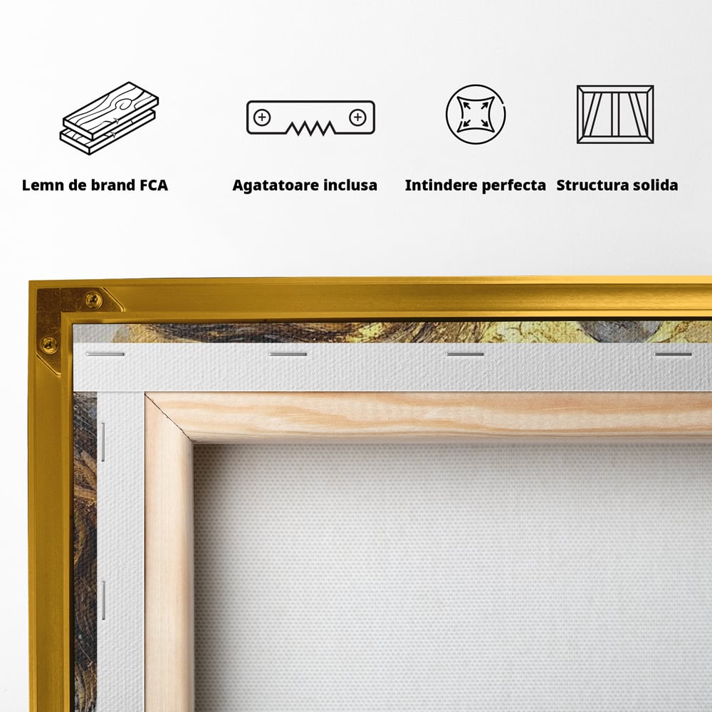 Leinwandbilder Premium, LuxCanva® M1360, Ewige Bindung, Familie, Löwen, Huhn, Liebe, Zärtlichkeit, Schutz, Dynastie, Tiere, Geschwister, königlich, golden, königlich, Malerei, Büro, Wohnen, Kinderzimmer