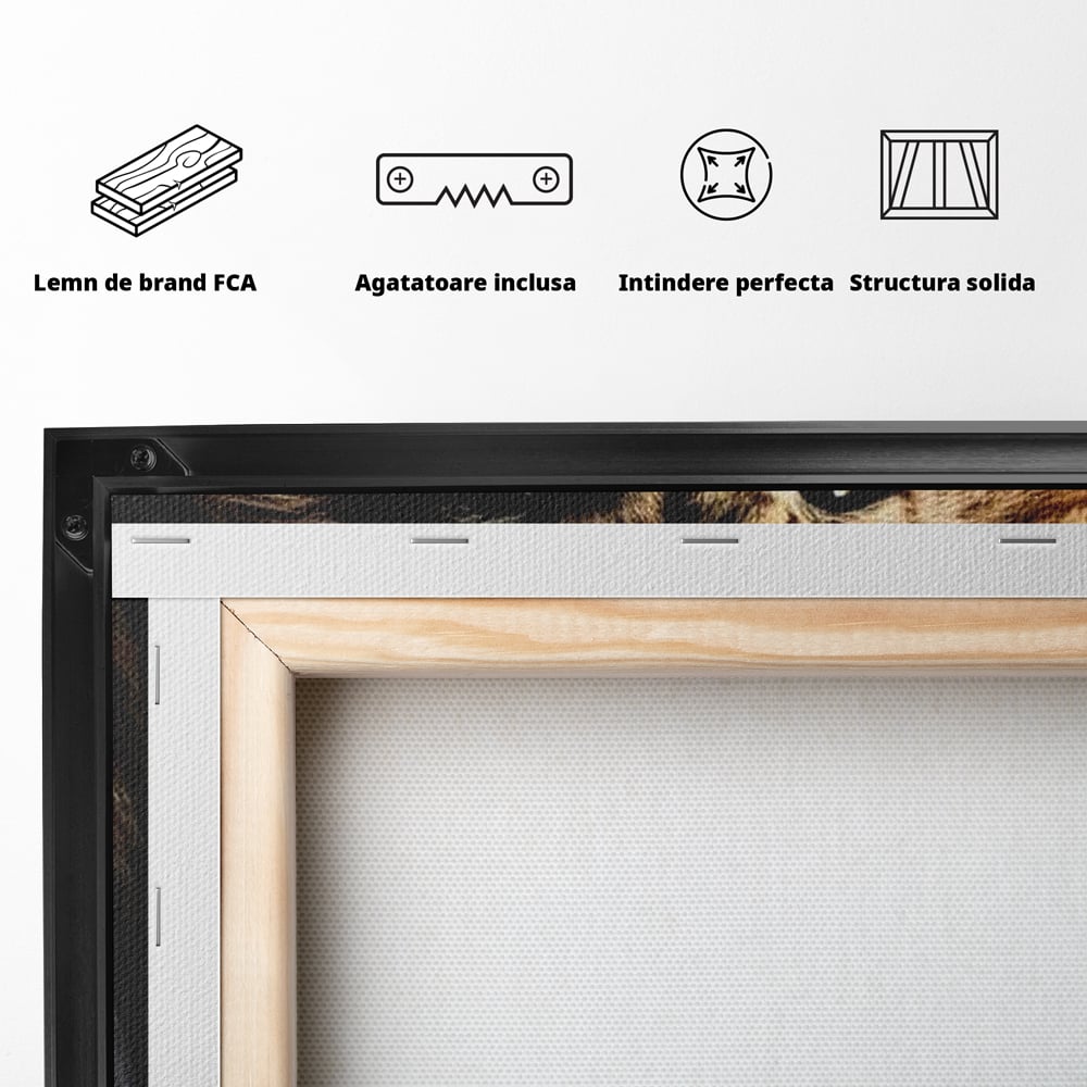 Tablou Canvas Premium, LuxCanva® M1361, Campionul Junglei, Leu, Box, Manusi, Ring, Sport, Trofeu, Forta, Victorie, Curaj, Rege, Adversar, Birou, Living, Camera Copil