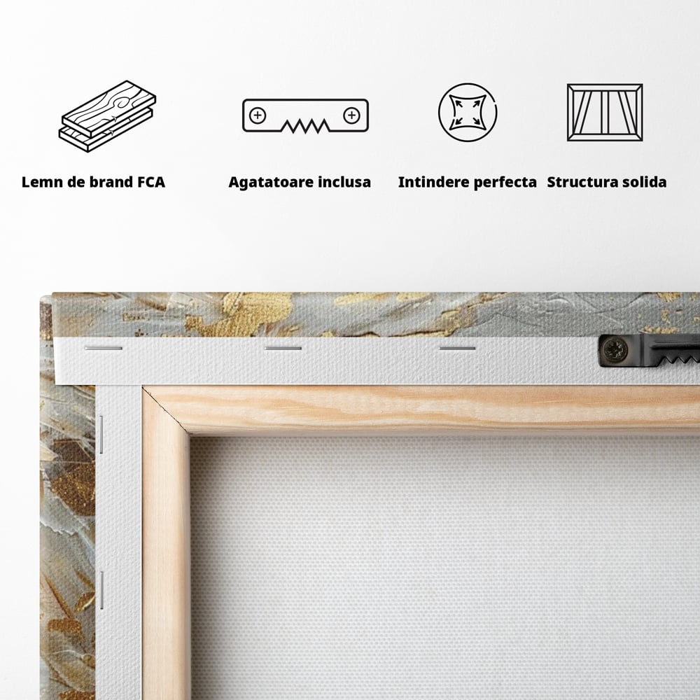 Tablou Canvas Premium, LuxCanva® M1363, Imparatul Alb, Auriu, Pictura, Arta Abstracta, Profil, Leu, Animal, Blana, Rege, Maretie, Sublim, Nobil, Puternic, Birou, Living, Camera Copil