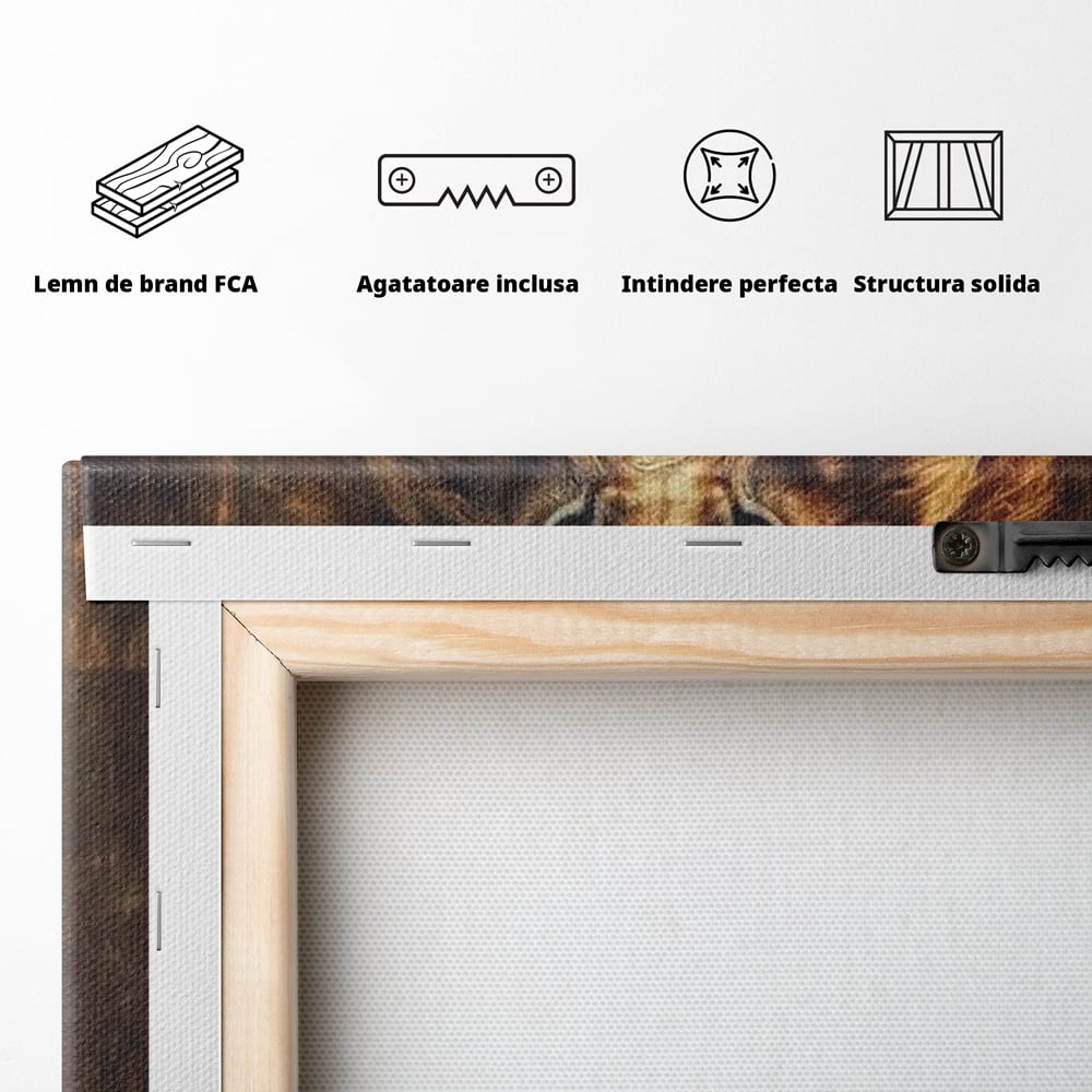 Leinwand Wandkunst Canvas Premium, LuxCanva® M1364, Geboren aus Feuer, Löwe, majestätisch, legendär, Krieger, Mut, Kraft, Geist, erhaben, Flammen, Büro, Wohnen, Kinderzimmer