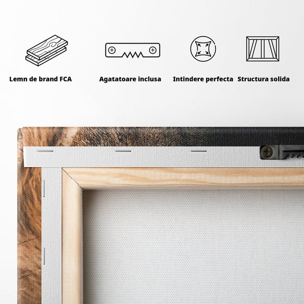 Tablou Canvas Premium, LuxCanva® M1365, Putere Ascunsa, Privire, Mister, Destin, Dominare, Forta, Leu, Stapan, Glorios, Maret, Nobil, Apa, Birou, Living, Camera Copil