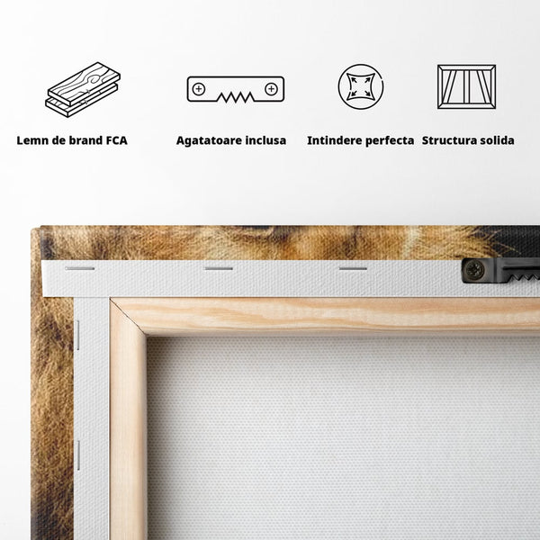 Tablou Canvas Premium, LuxCanva® M1367, Farmec Imperial, Leu, Animal, Rege, Maretie, Intelepciune, Forta, Lumina, Profil, Portret, Viziune, Respect, Birou, Living, Camera Copil