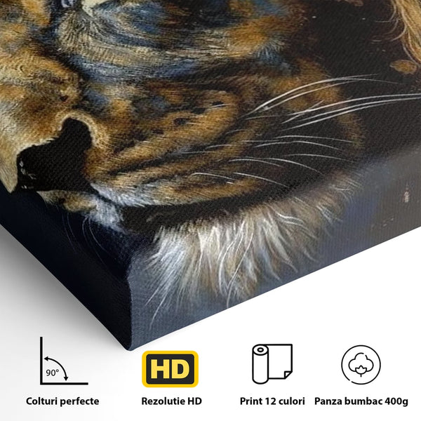 Leinwand Wandkunst Canvas Premium, LuxCanva® M1368, Thron der Nacht, Nacht, Kosmisch, Mysterium, Abgrund, Universum, Astral, Löwe, König, Meditation, Traum, Büro, Wohnen, Kinderzimmer