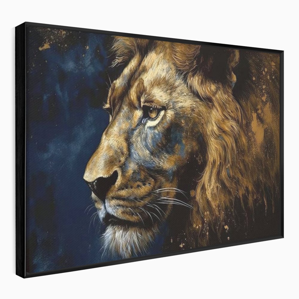 Leinwand Wandkunst Canvas Premium, LuxCanva® M1368, Thron der Nacht, Nacht, Kosmisch, Mysterium, Abgrund, Universum, Astral, Löwe, König, Meditation, Traum, Büro, Wohnen, Kinderzimmer